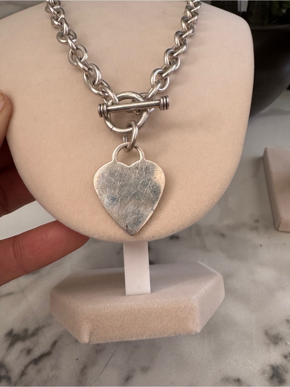 925 Silver Heart Toggle Necklace and Bracelet Set - Polished Silver Chain - Picture 5 of 12